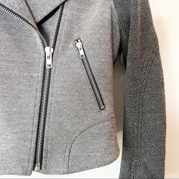 Theory Adashi K Moto Jacket Wool Blend Gray Black Navy Size Small - Picture 3 of 10
